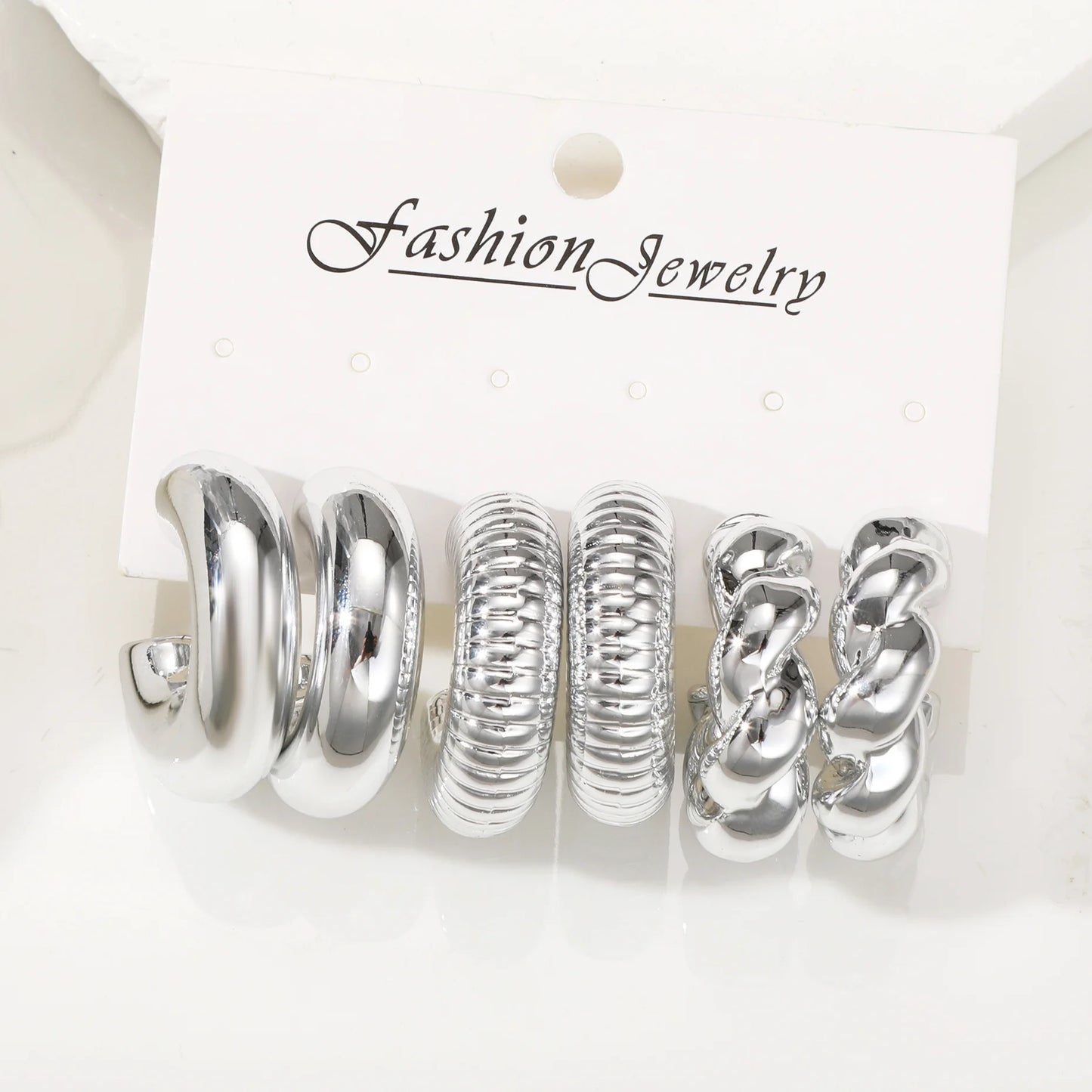Heicobazaar™ 6pcs Chunky Gold Color Waterdrop Hoop Stainless steel Earring