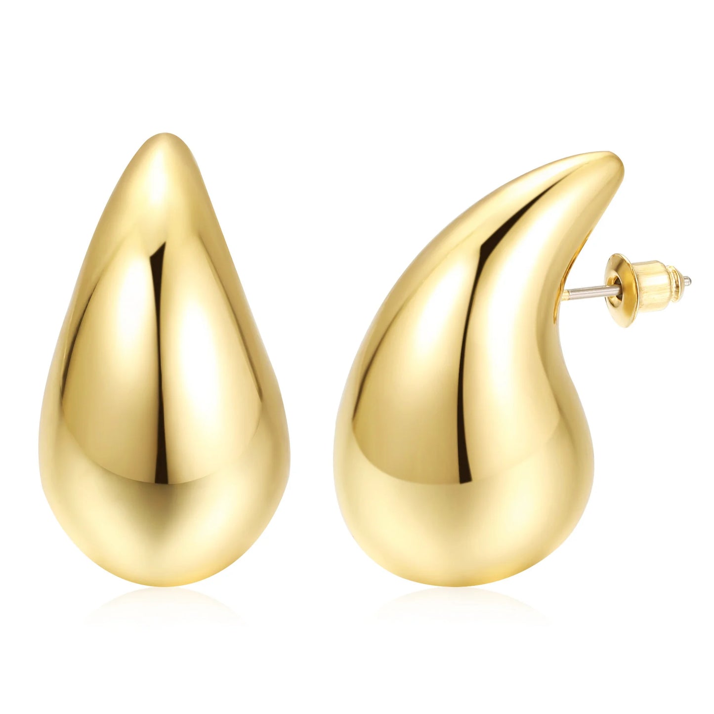 Heicobazaar™ 6pcs Chunky Gold Color Waterdrop Hoop Stainless steel Earring