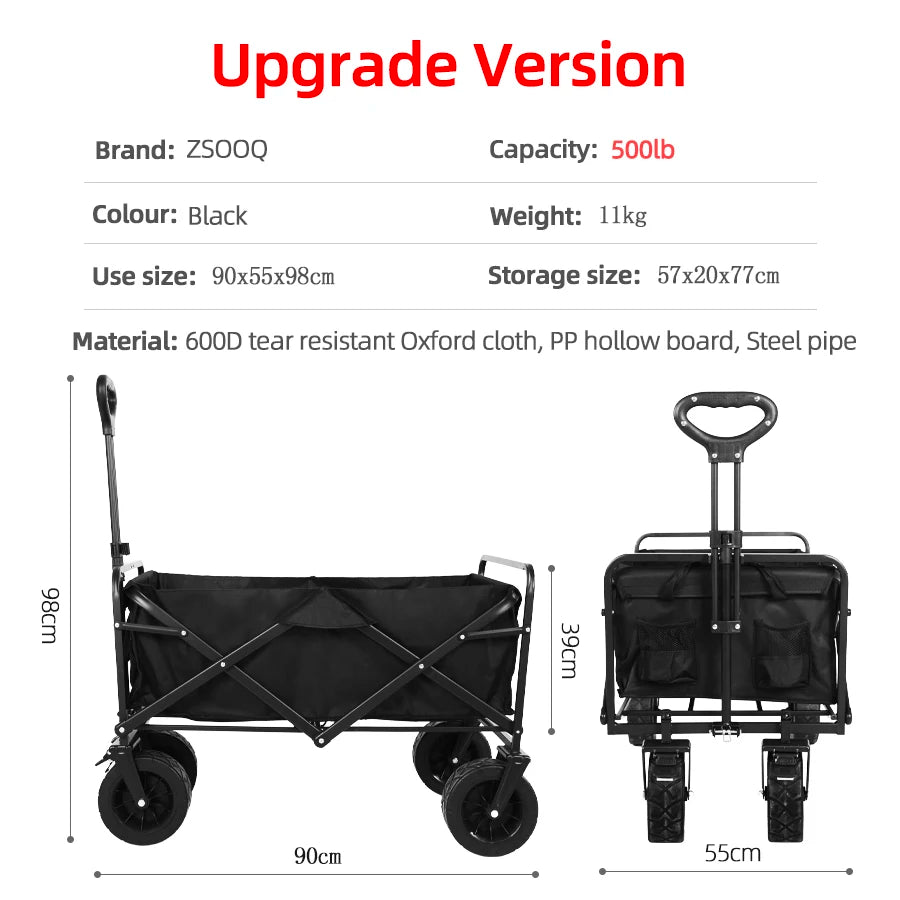 Heicobazaar™ Folding Utility Beach Cart Wagon Heavy Duty Large Capacity