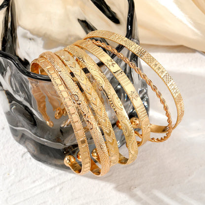 Heicobazaar™ 7 Pcs/Set Gold Color Bracelets Stainless Steel Gold Design