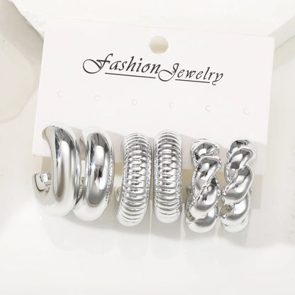 Heicobazaar™ 6pcs Chunky Gold Color Waterdrop Hoop Stainless steel Earring