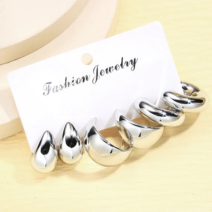 Heicobazaar™ 6pcs Chunky Gold Color Waterdrop Hoop Stainless steel Earring