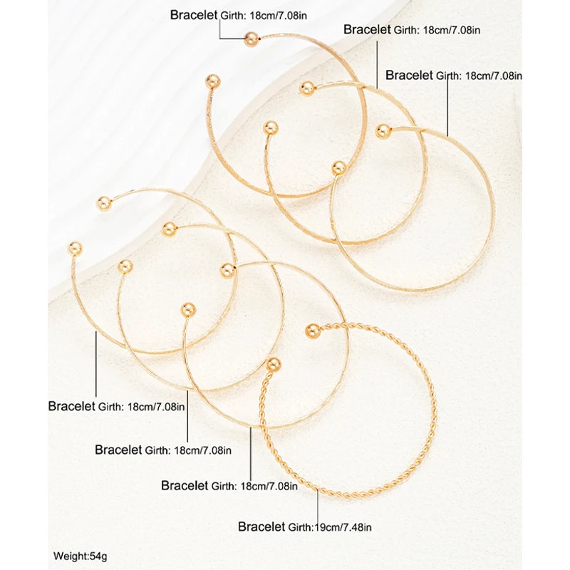 Heicobazaar™ 7 Pcs/Set Gold Color Bracelets Stainless Steel Gold Design