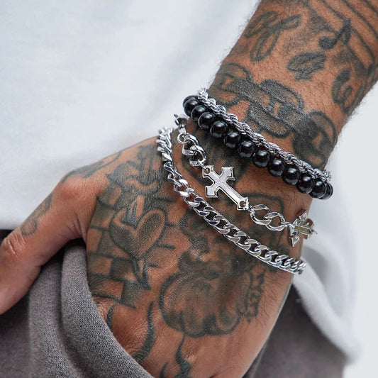 Heicobazaar™ 4 Pcs Stainless Steel Bracelet Set Unisex