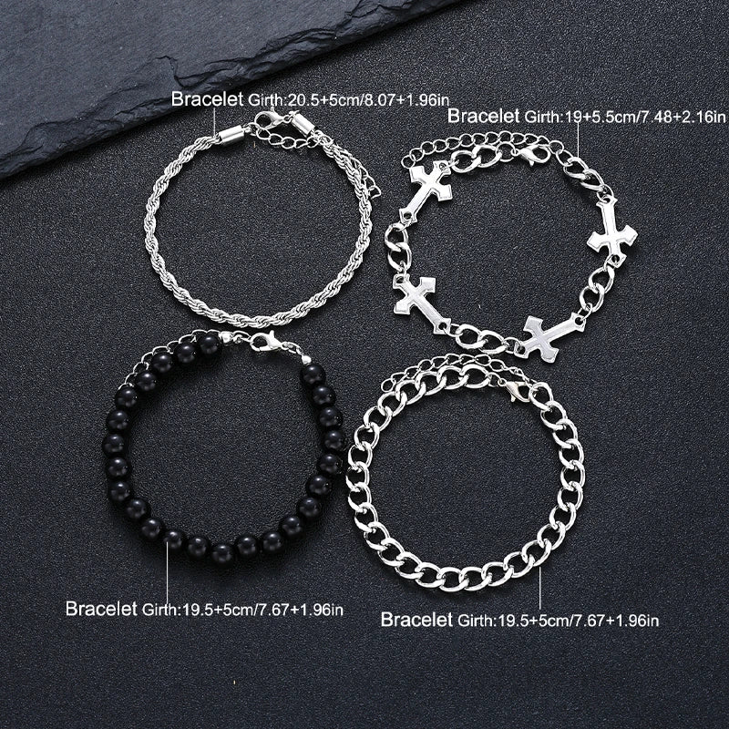Heicobazaar™ 4 Pcs Stainless Steel Bracelet Set Unisex