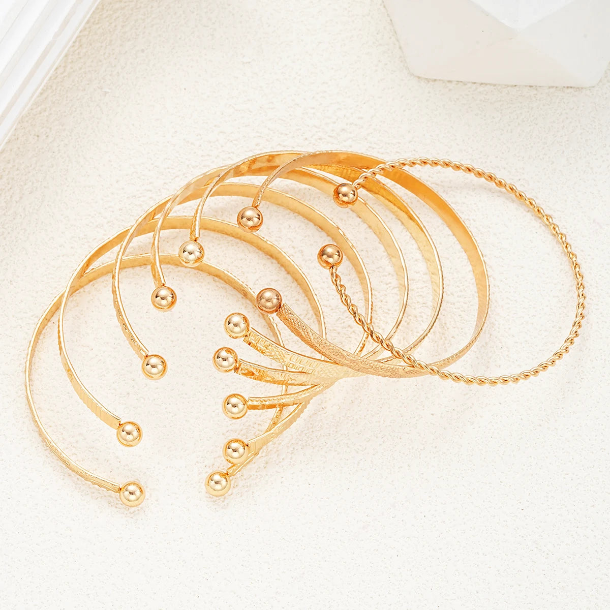 Heicobazaar™ 7 Pcs/Set Gold Color Bracelets Stainless Steel Gold Design