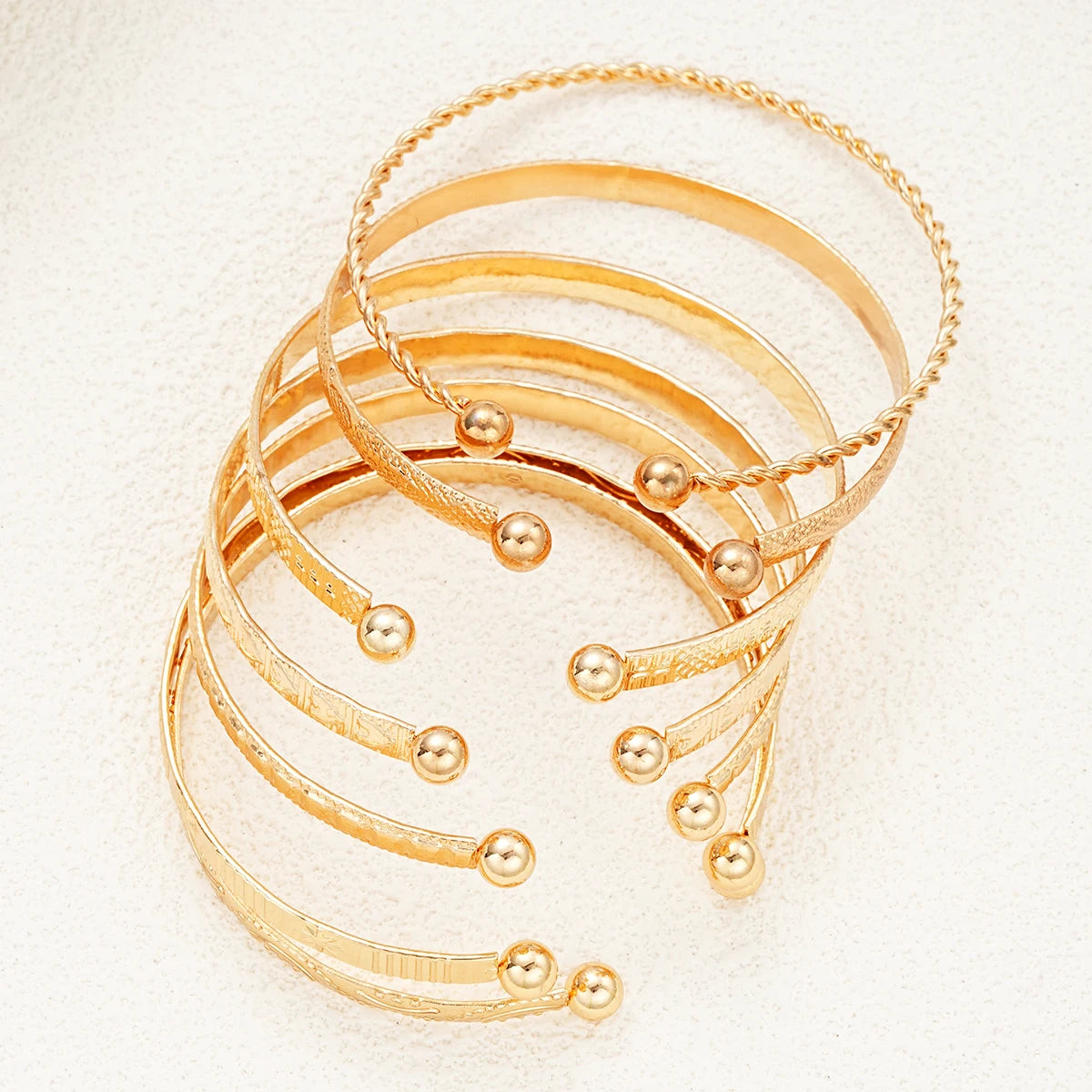 Heicobazaar™ 7 Pcs/Set Gold Color Bracelets Stainless Steel Gold Design