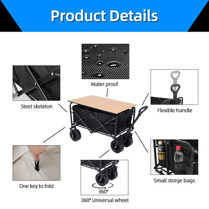 Heicobazaar™ Folding Utility Beach Cart Wagon Heavy Duty Large Capacity